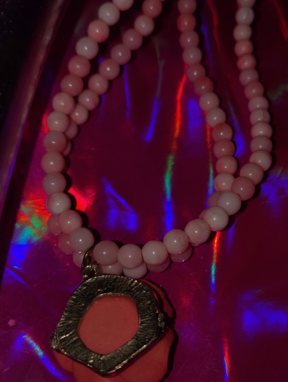Pink Beaded Pendant Necklace - Unbranded